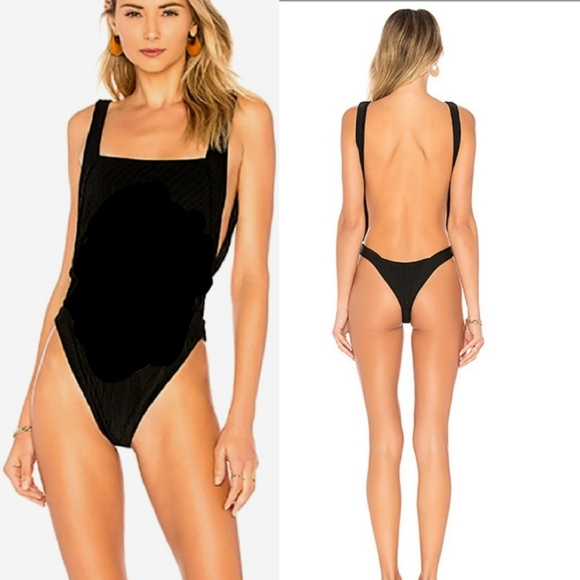 Indah black backless onepiece thong bathing suit - Picture 1 of 15